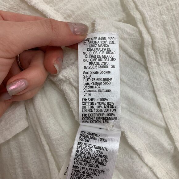 Roxy First and Only Tank Top Womens S White Lightweight Cotton Gauze Peplum Hem - Picture 9 of 13